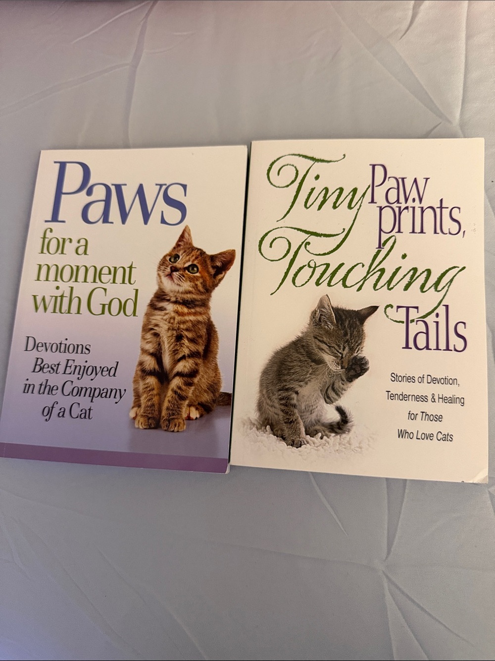 Paws for a Moment with God - Cat Devotional Book (White/Purple)